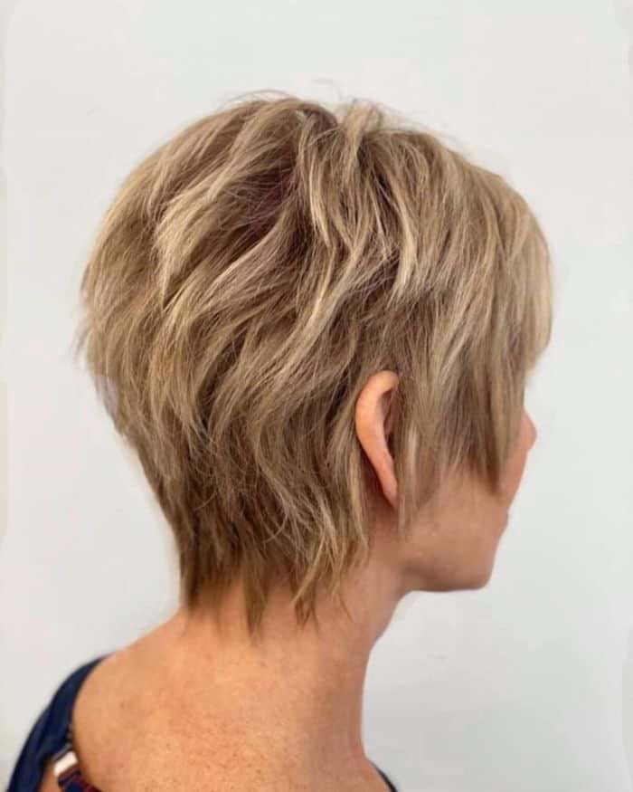 Ash Blonde Textured Pixie — Back Haircuts