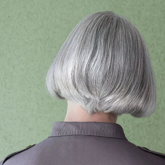 Collarbone Gray Bob Sharp Lines — Back Haircuts