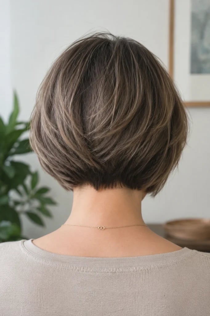 Sharp French Bob Dark Brown — Back Haircuts