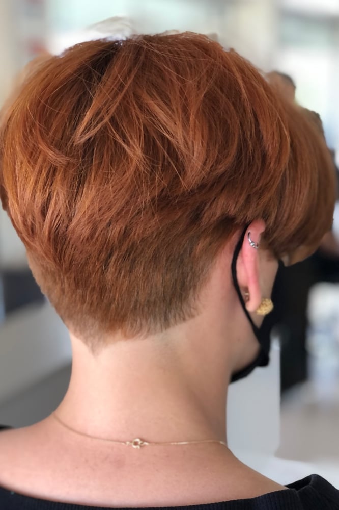 Pixie Cut Copper Red Undercut — Back Haircuts