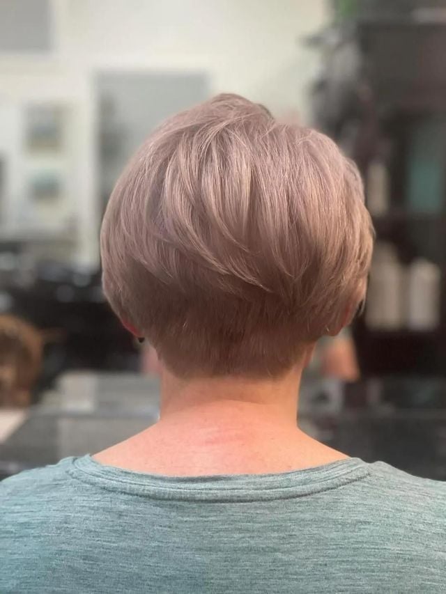Mid-Back Layers Dark Brown, Ash Blonde — Back Haircuts