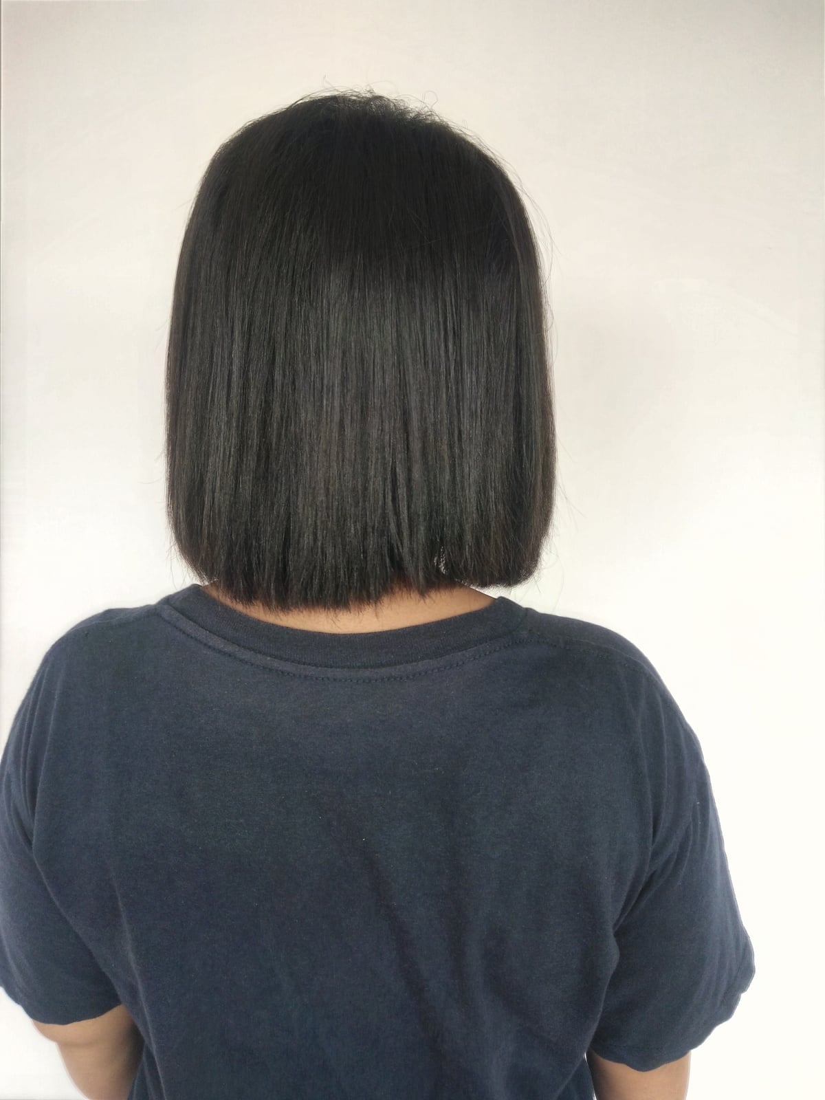 Blunt Ear Length Black Bob — Back Haircuts