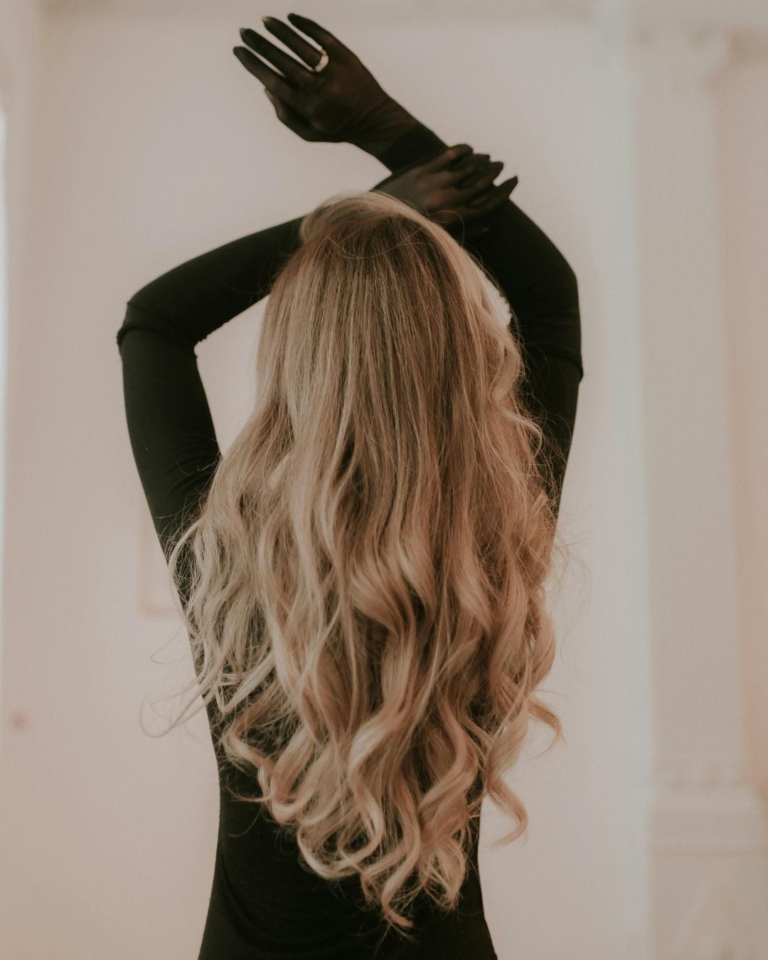 Mid-Back Blonde Balayage Loose Curls — Back Haircuts