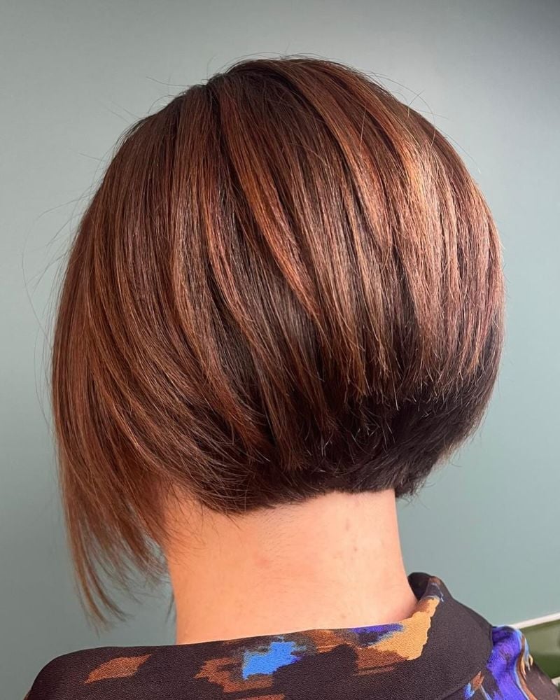 Chin Length Bob Vibrant Highlights — Back Haircuts