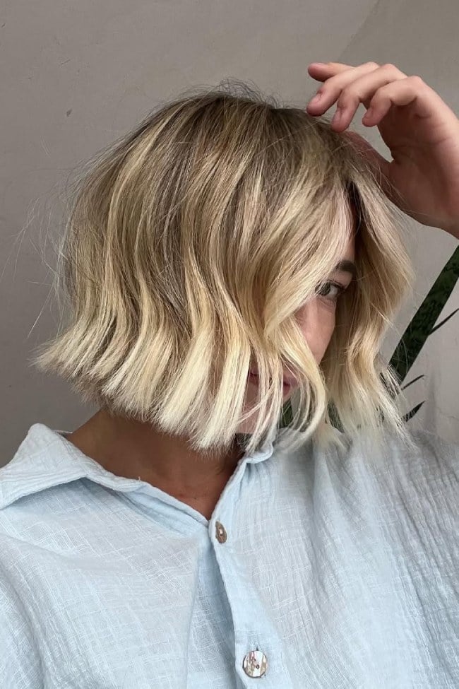 Collarbone Blunt Bob With Beige Blonde Balayage — Balayage Bob