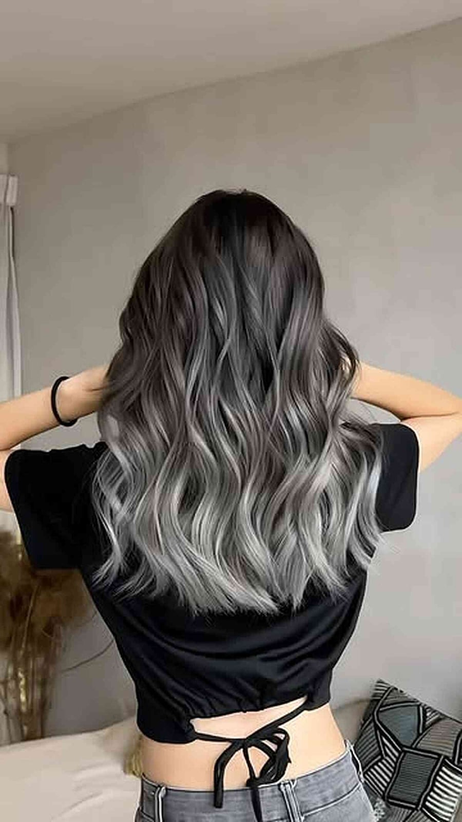 Mid-Back Gray Balayage With Silver Highlights — Balayage Hair