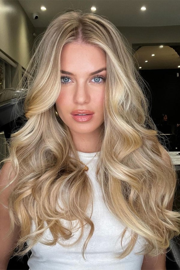 Mid-Back Butter Blonde Balayage — Balayage Hair Blonde