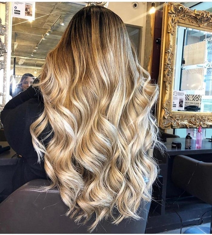 Mid-Back Ash Blonde Balayage With Darker Roots — Balayage Hair Blonde