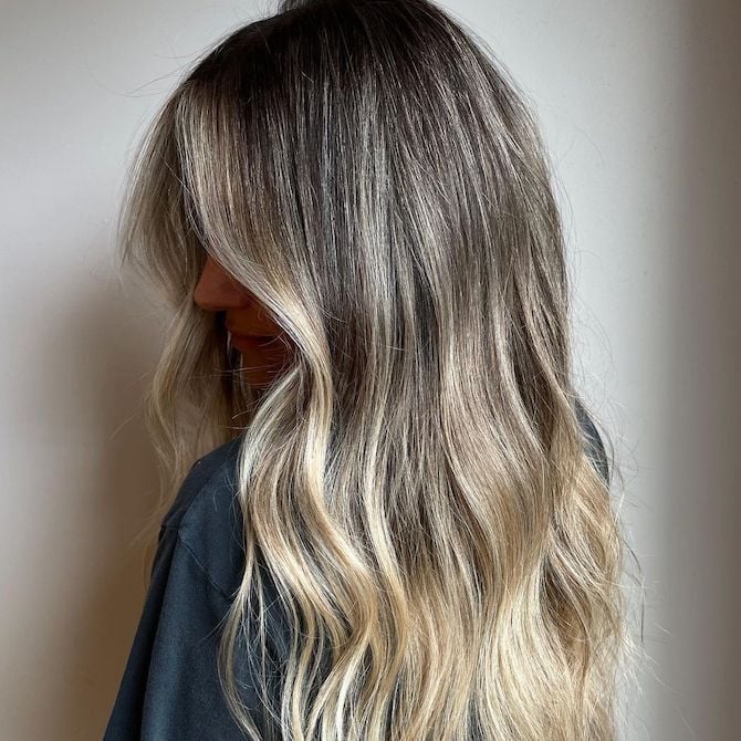 Mid-Back Dark Blonde With Platinum Balayage — Balayage Highlights