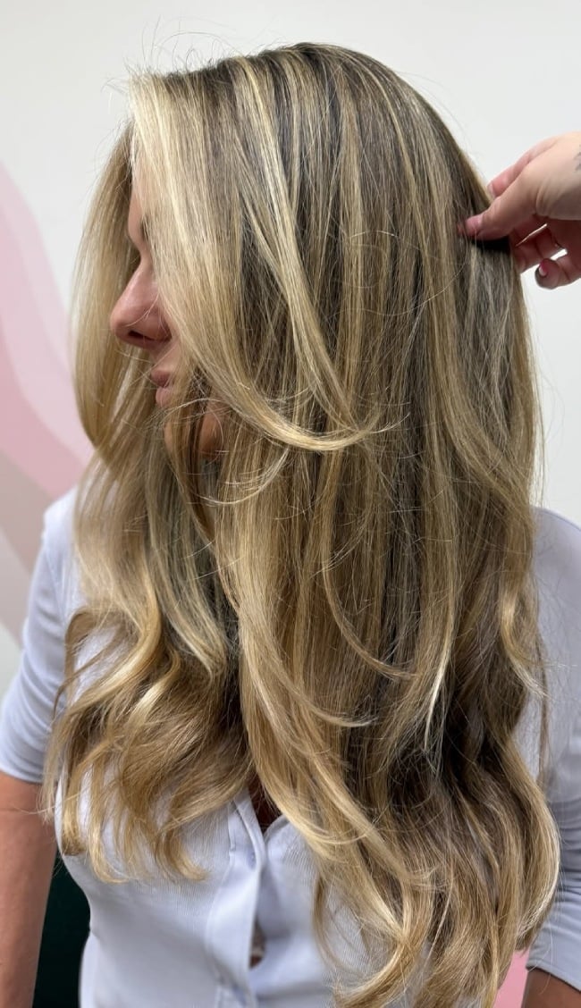 Mid-Back Honey Blonde Balayage With Face-Framing — Balayage Highlights