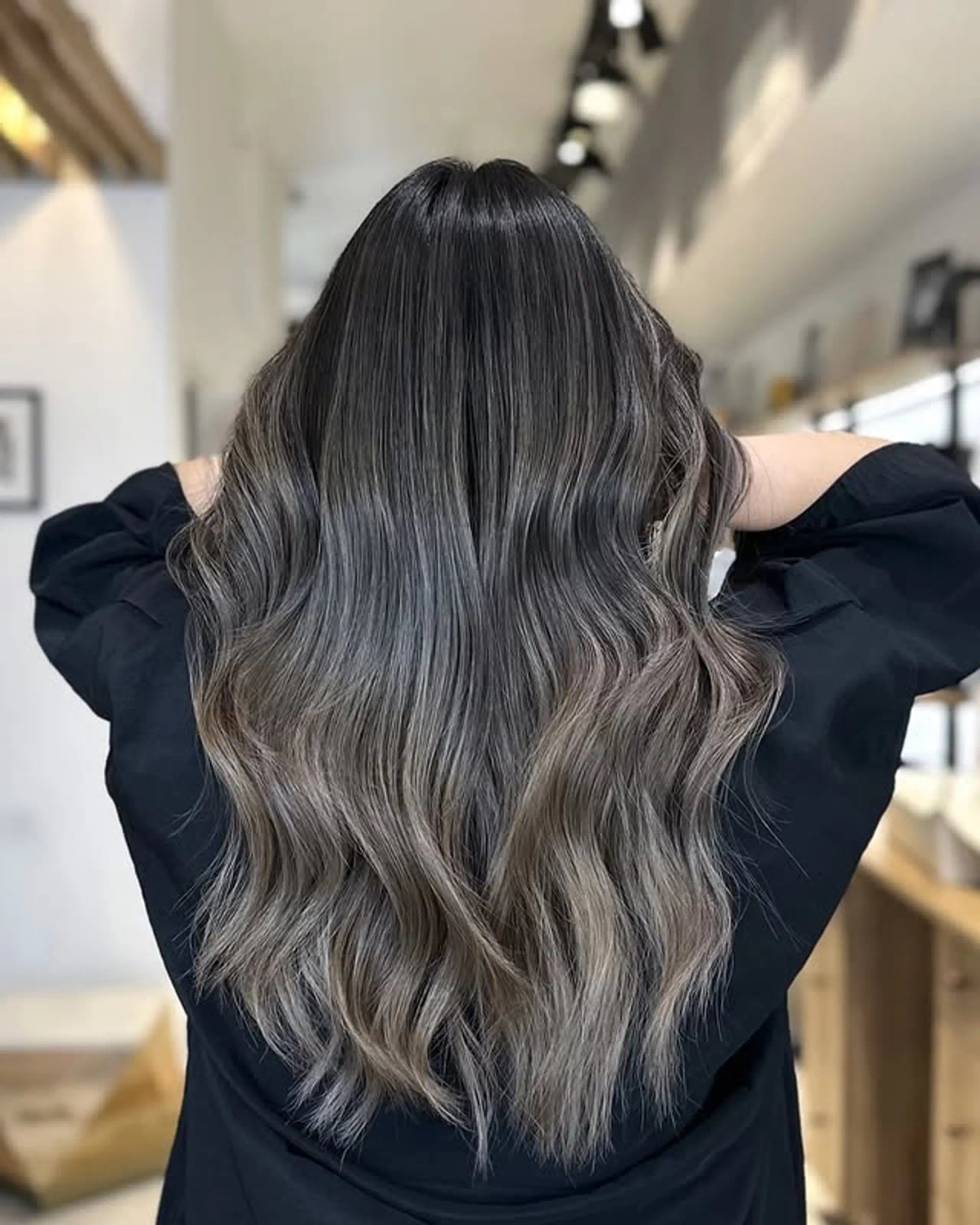 Mid-Back Dark Brown With Ash Blonde Balayage, Office-Safe Version — Balayage Highlights