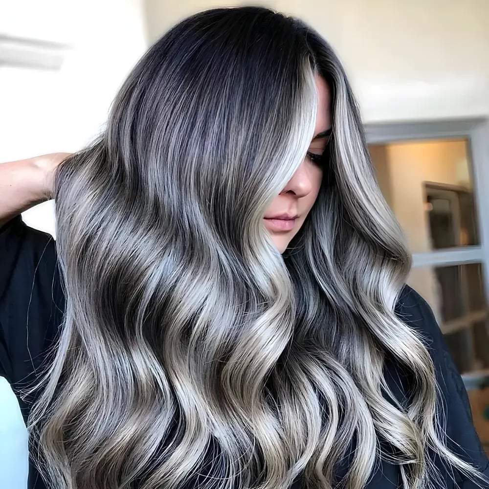 Mid-Back Dark Brown With Ash Blonde Balayage — Balayage Highlights