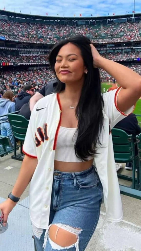 Baseball Jersey With Ripped Jeans And Crop Top, Close-Up Take — Baseball Game Outfits