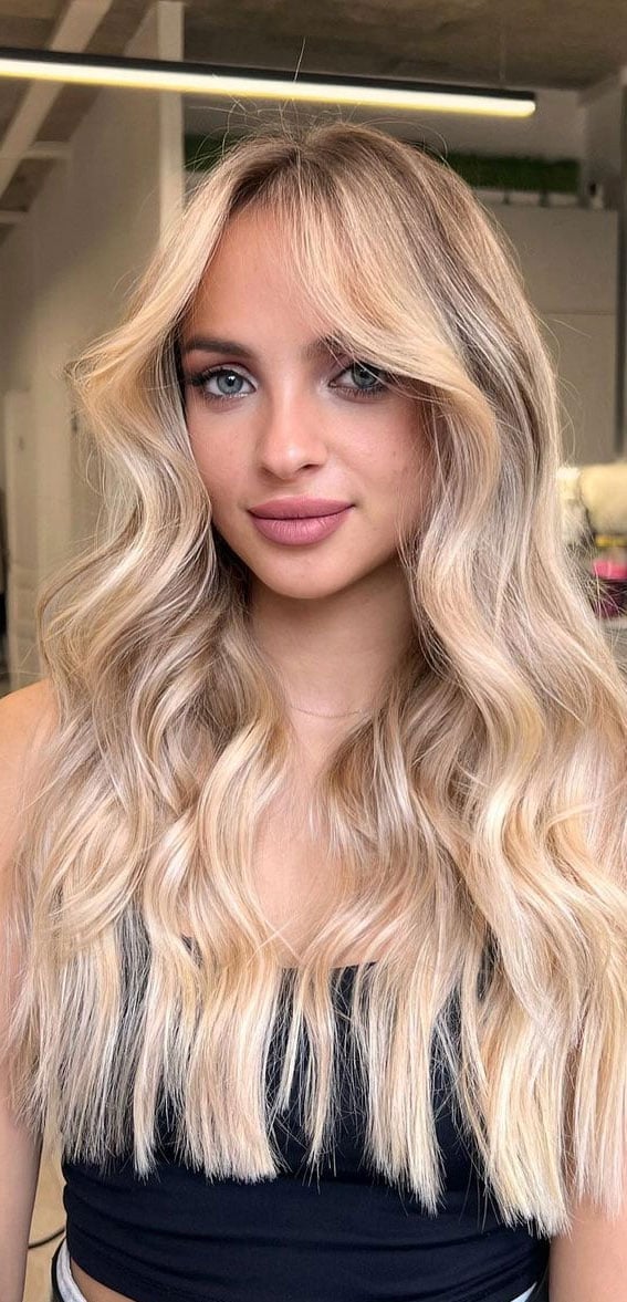 Fine Mid-Back In Beige Champagne Blonde — Beige Highlights