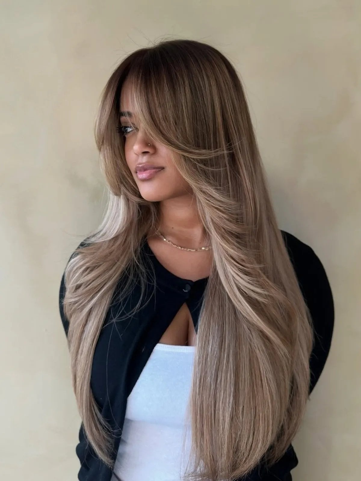 Medium Brown With Lived-In Beige Highlights