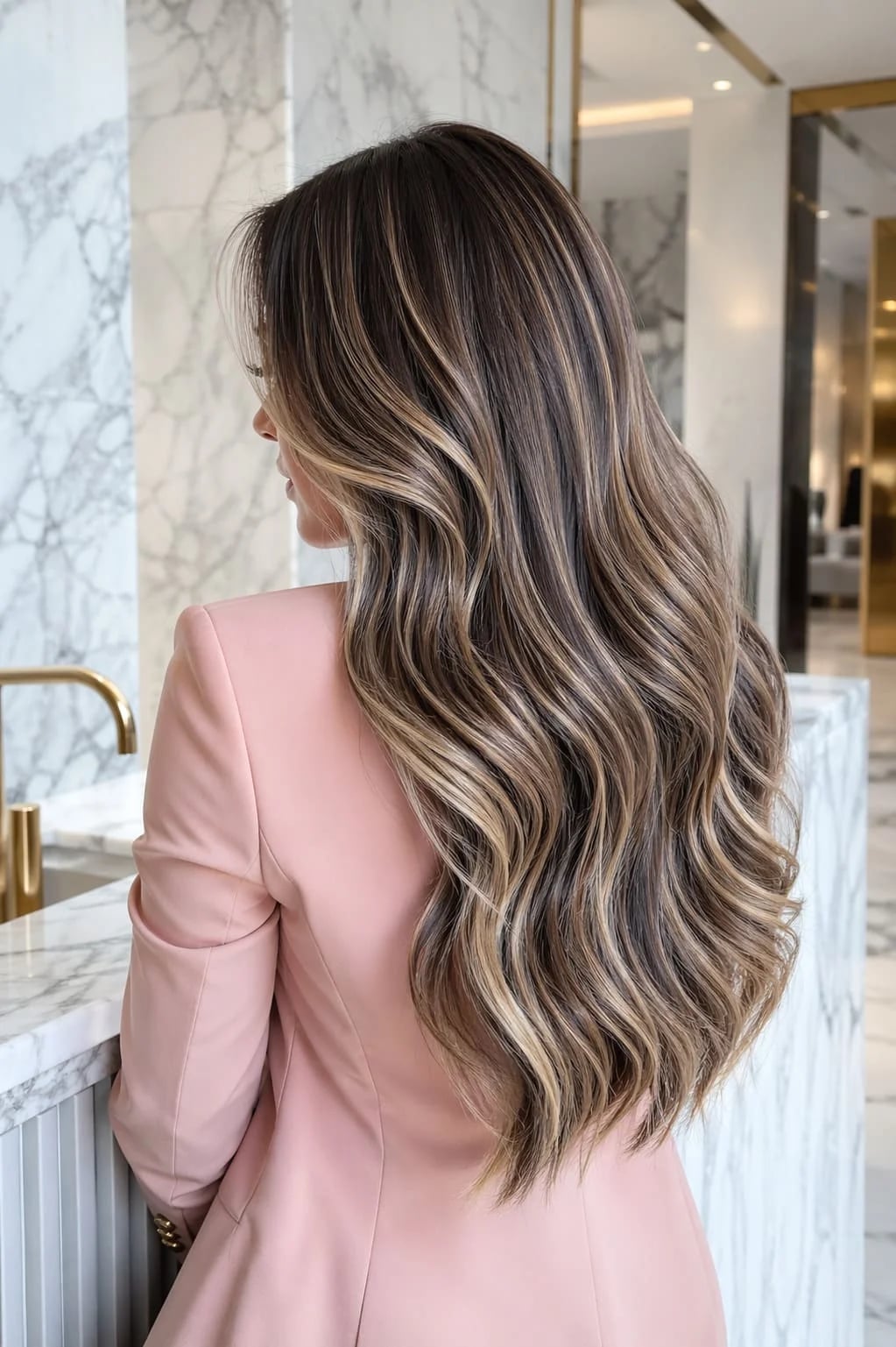 Dark Brown Base With Dimensional Beige Highlights, Mid-Back