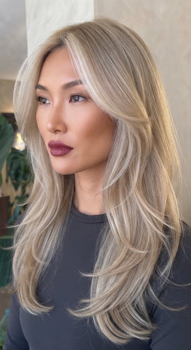 Beige Blonde With Ice Champagne Money Piece — Beige Highlights