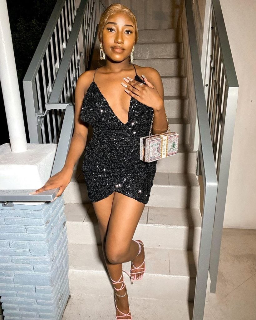 Black Sequin Mini Dress with Deep V-neckline — Birthday Outfits Black Women
