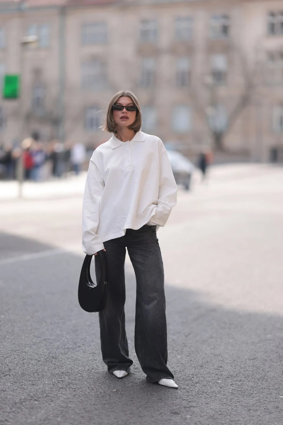 An Oversized White Shirt with Dark Wash Wide-Leg, Office-Safe Version An Oversized White Shirt with Dark Wash Wide-Leg, Office-Safe Version — Black and White Outfits