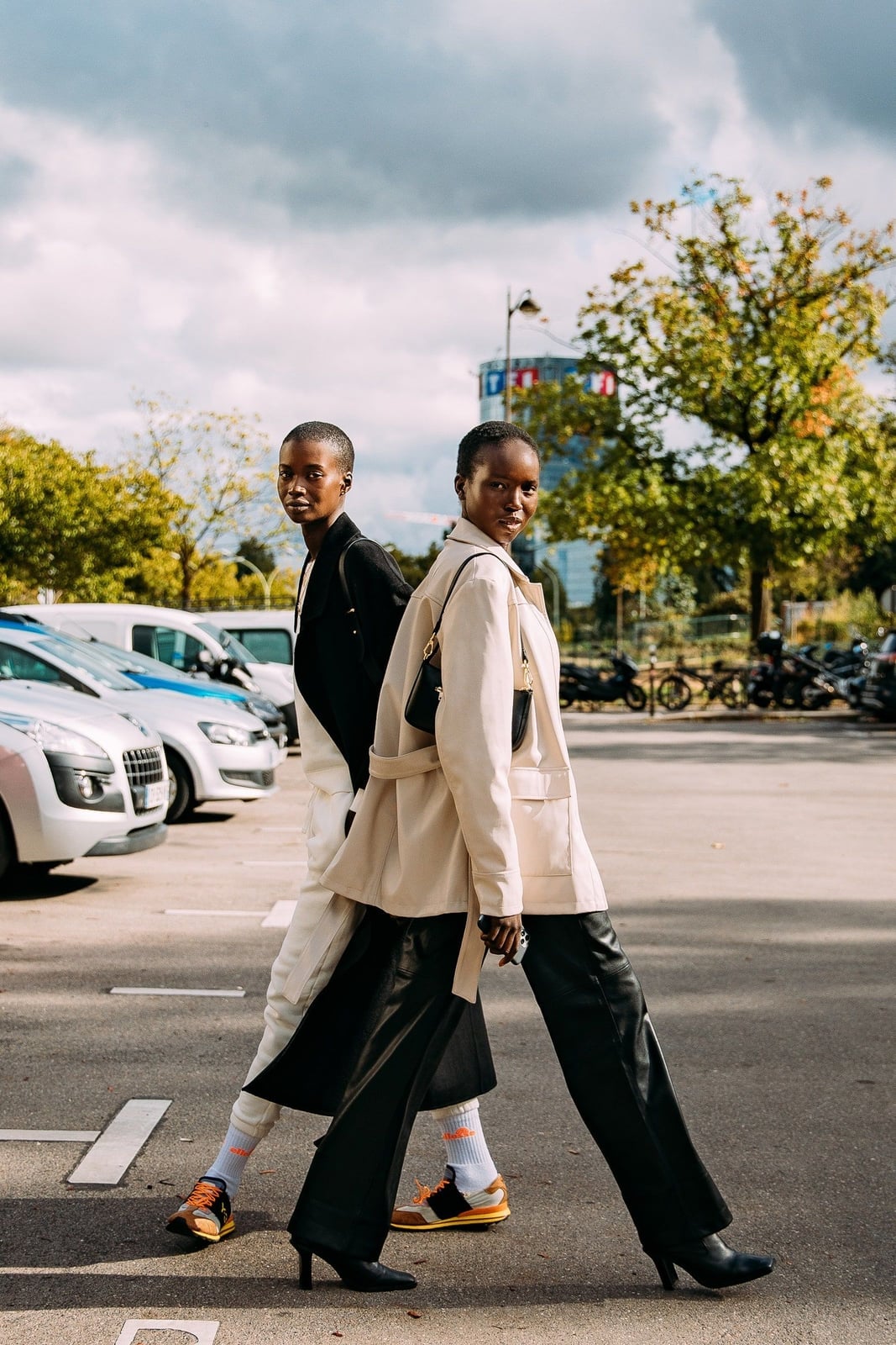 A Beige Jacket with Black Trousers and Black Heels A Beige Jacket with Black Trousers and Black Heels — Black and White Outfits
