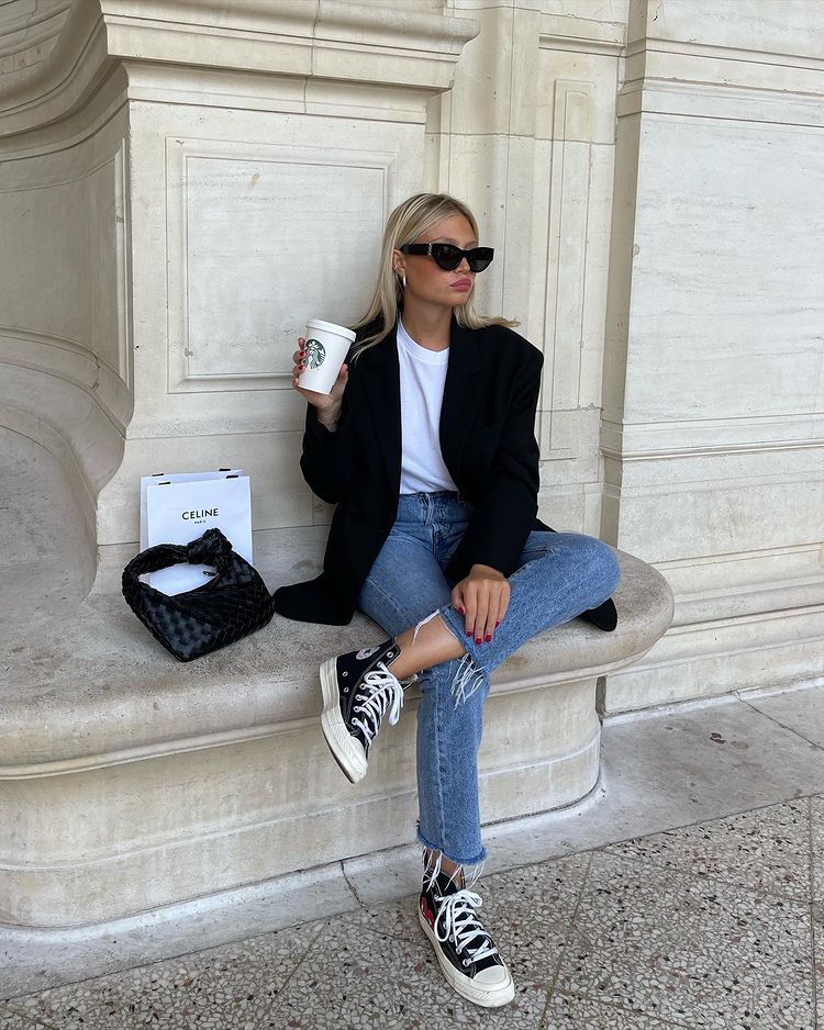 Relaxed Oversized Blazer with High-Tops Relaxed Oversized Blazer with High-Tops — Black Blazer Outfit