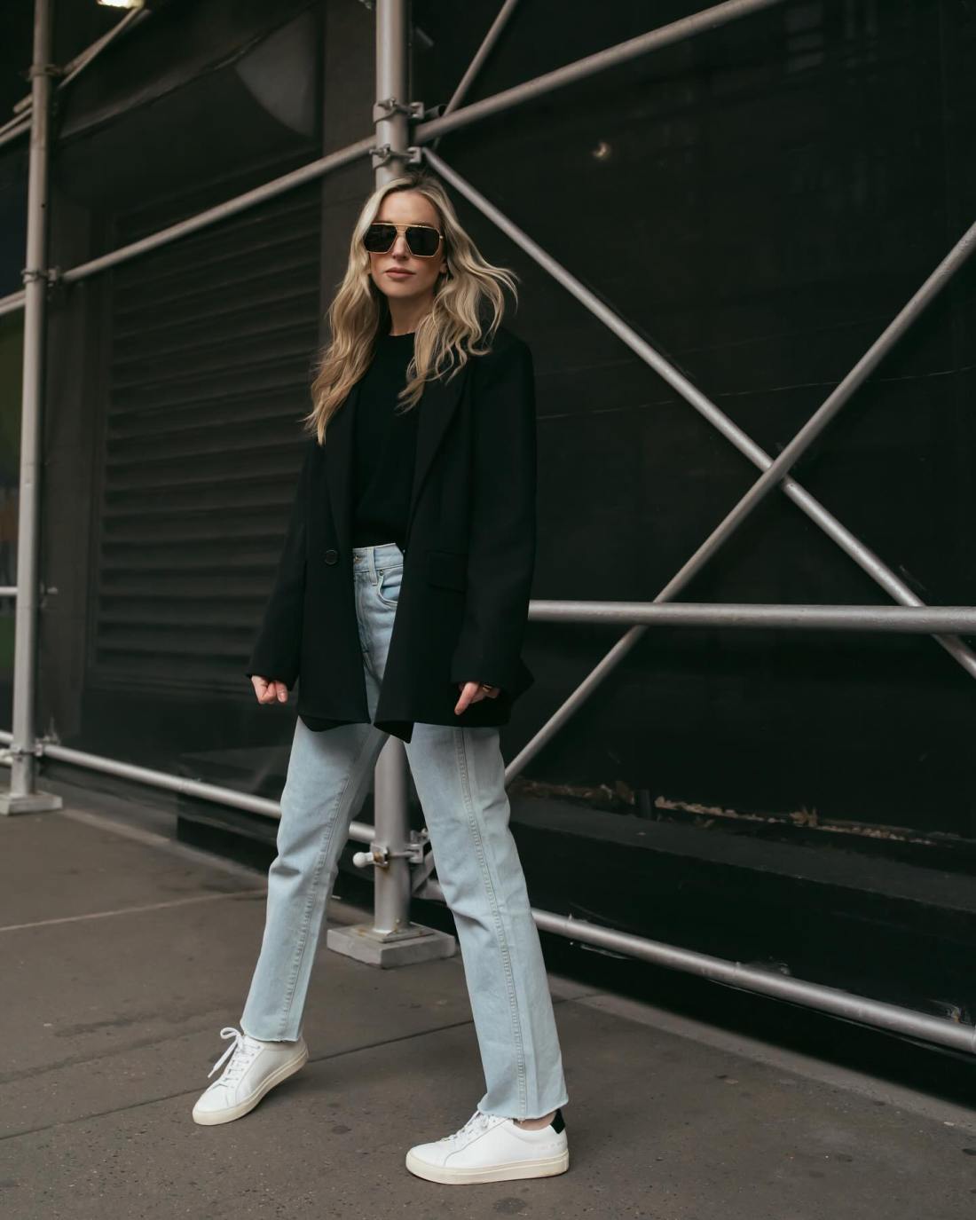 Oversized Black Blazer with White Sneakers Oversized Black Blazer with White Sneakers — Black Blazer Outfit