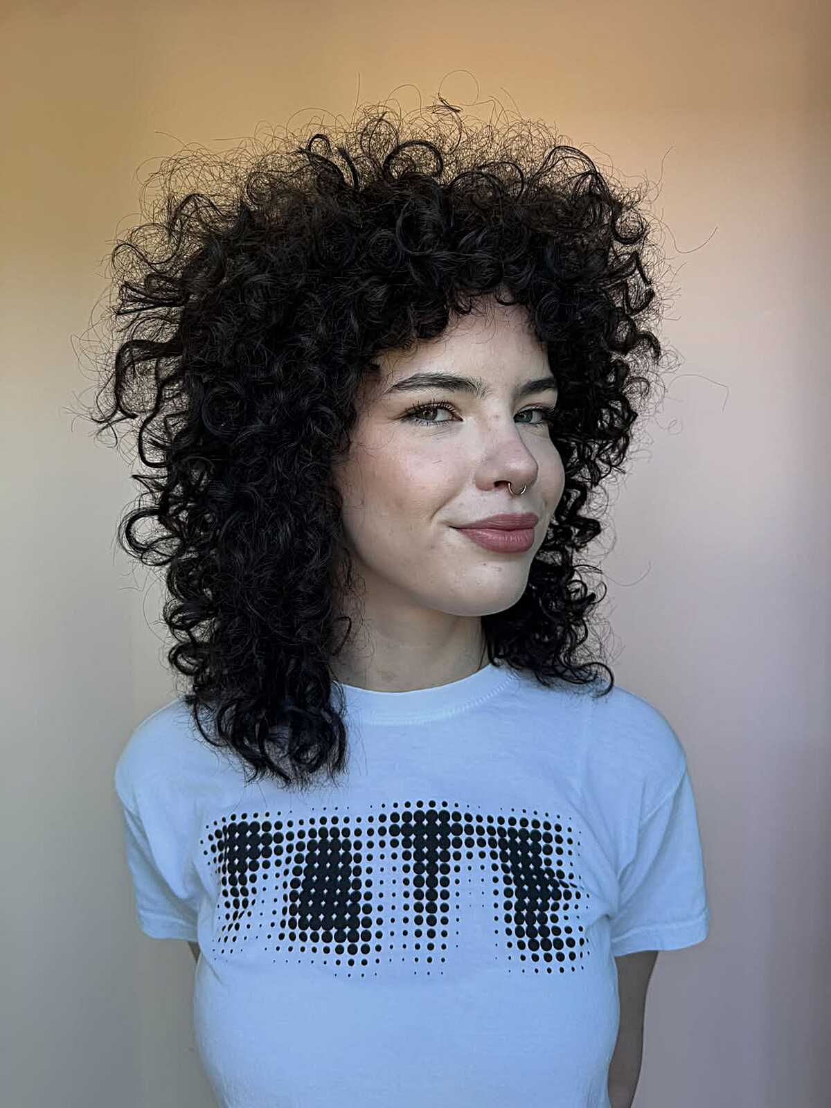 Collarbone Shag With Textured Bangs Collarbone Shag With Textured Bangs — Black Curly Hair