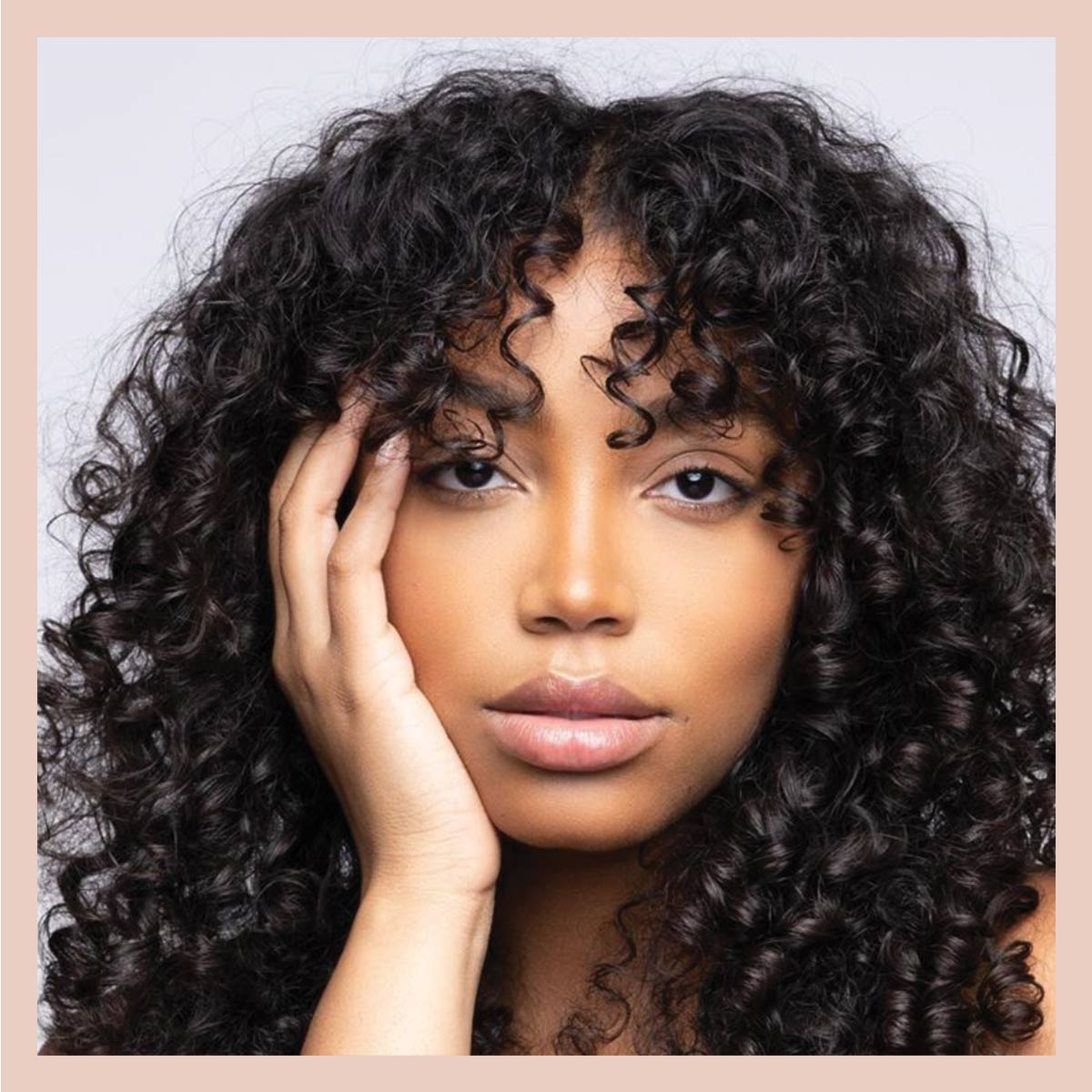 Shoulder Length Layers With Full Curly Bangs Shoulder Length Layers With Full Curly Bangs — Black Curly Hair