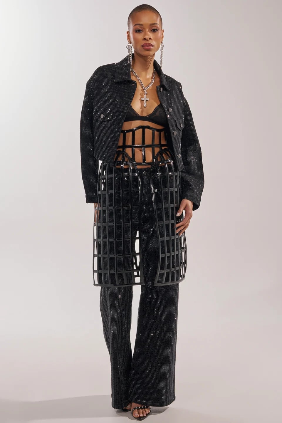 Sparkly Black Denim Jacket For Evening Sparkly Black Denim Jacket For Evening — Black Denim Jacket Outfit