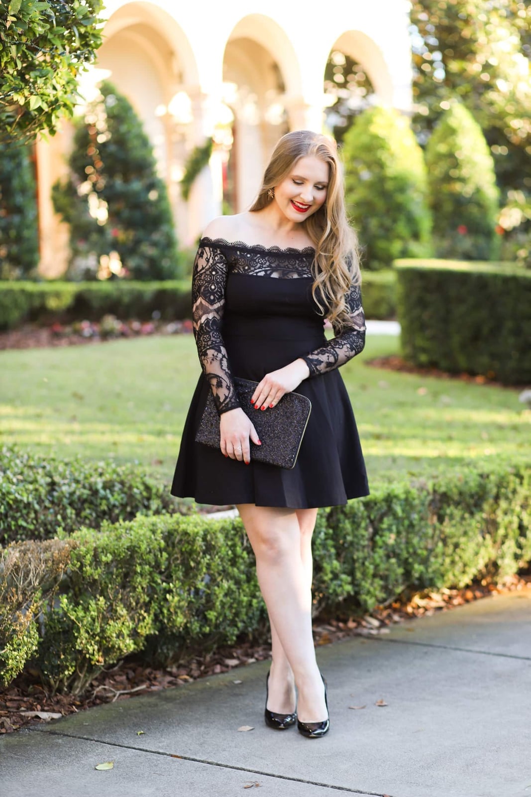 Black Lace Dress with Off-Shoulder Neckline Black Lace Dress with Off-Shoulder Neckline — Black Dress Outfits
