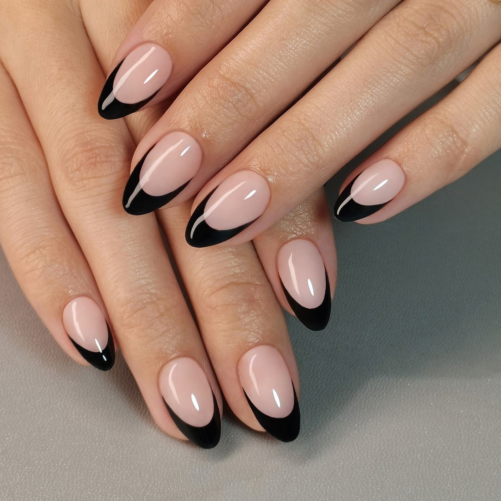 Short Almond Black French Tips Short Almond Black French Tips — Black French Nails