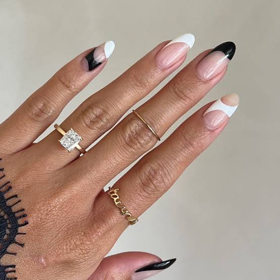 Long Squoval Black French Abstract Long Squoval Black French Abstract — Black French Nails