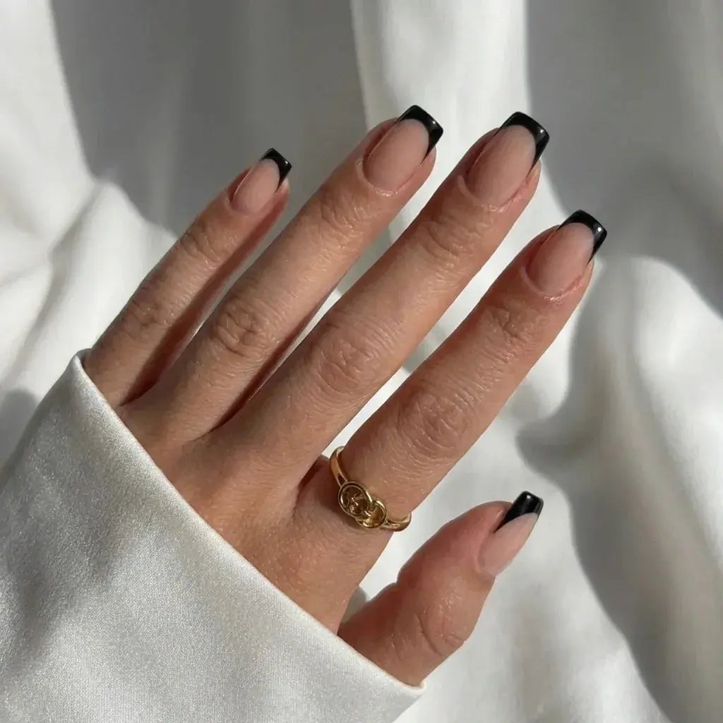 Short Square Black French Tips Short Square Black French Tips — Black French Nails
