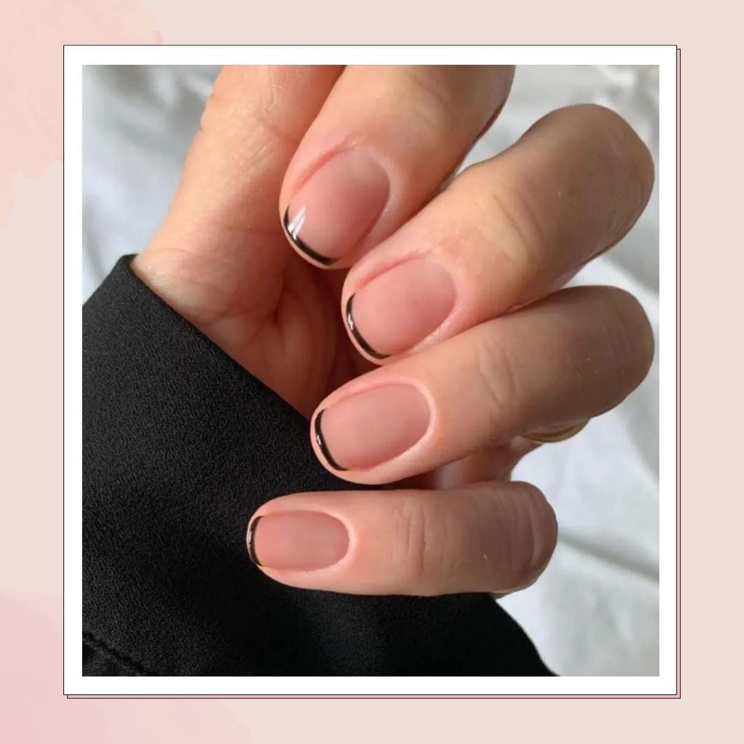 Thin Black French Rounded Square Nails Thin Black French Rounded Square Nails — Black French Tip Nails