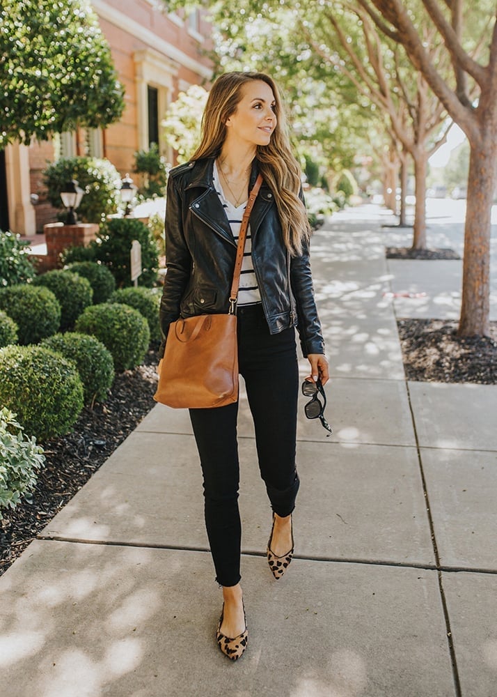 Black Skinny Jeans with Leather Jacket — Black Jeans Outfits