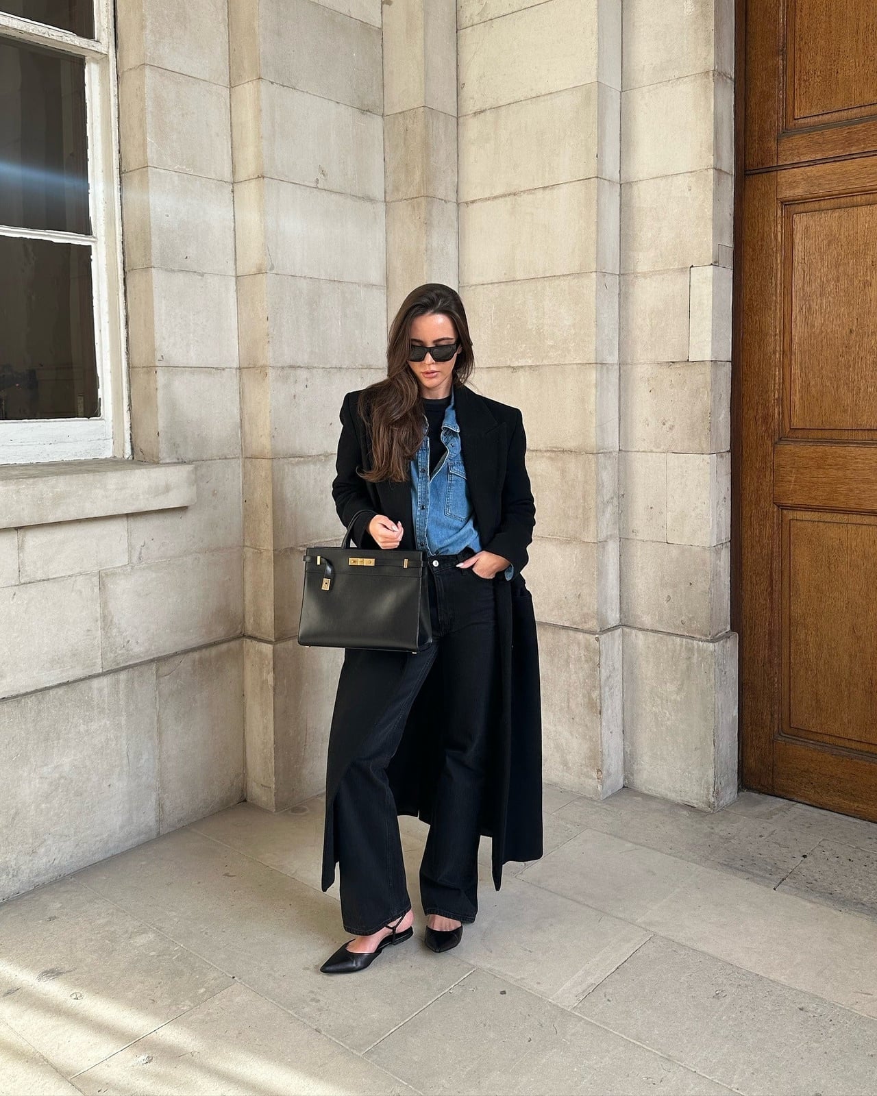 Wide Leg Black Jeans with a Trench Coat — Black Jeans Outfits