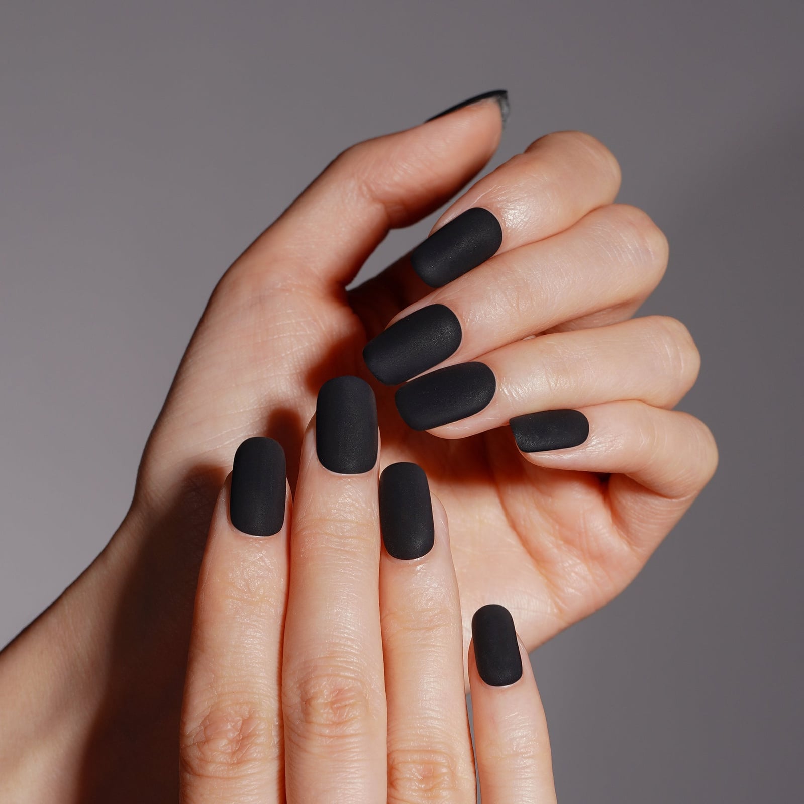 Short Square Velvety Matte Black Nails Short Square Velvety Matte Black Nails