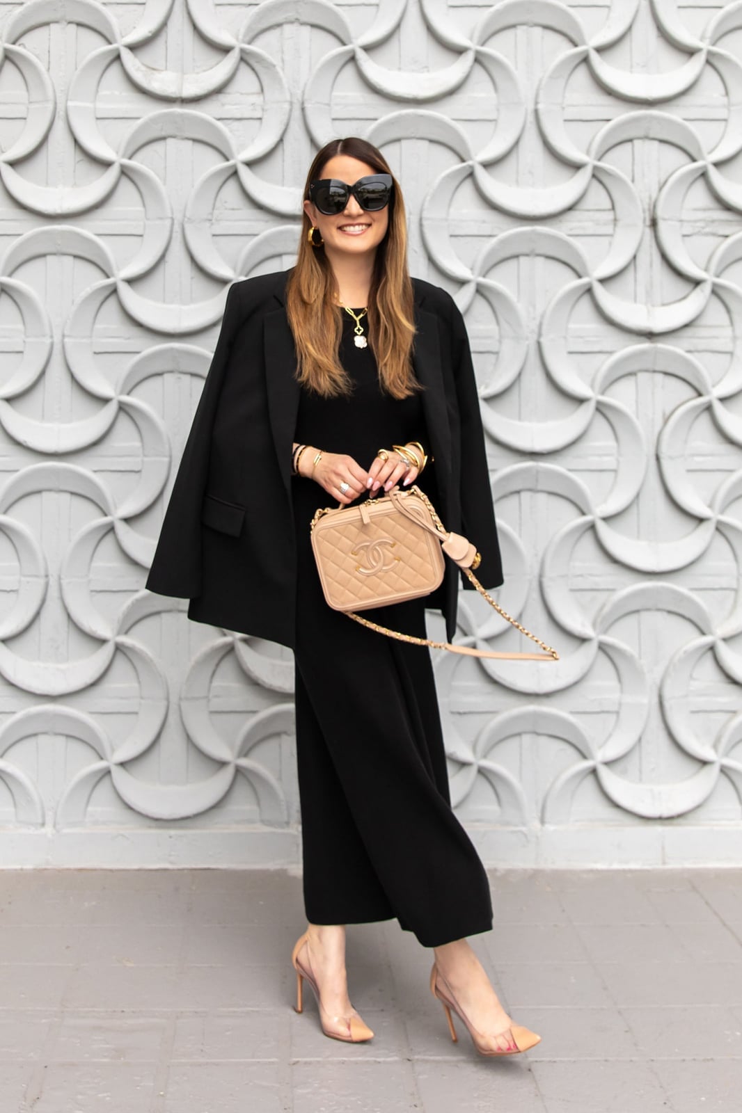 Black jumpsuit with draped oversized blazer Black jumpsuit with draped oversized blazer — Black Outfits