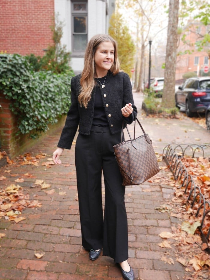 Tweed jacket with wide-leg trousers Tweed jacket with wide-leg trousers — Black Outfits