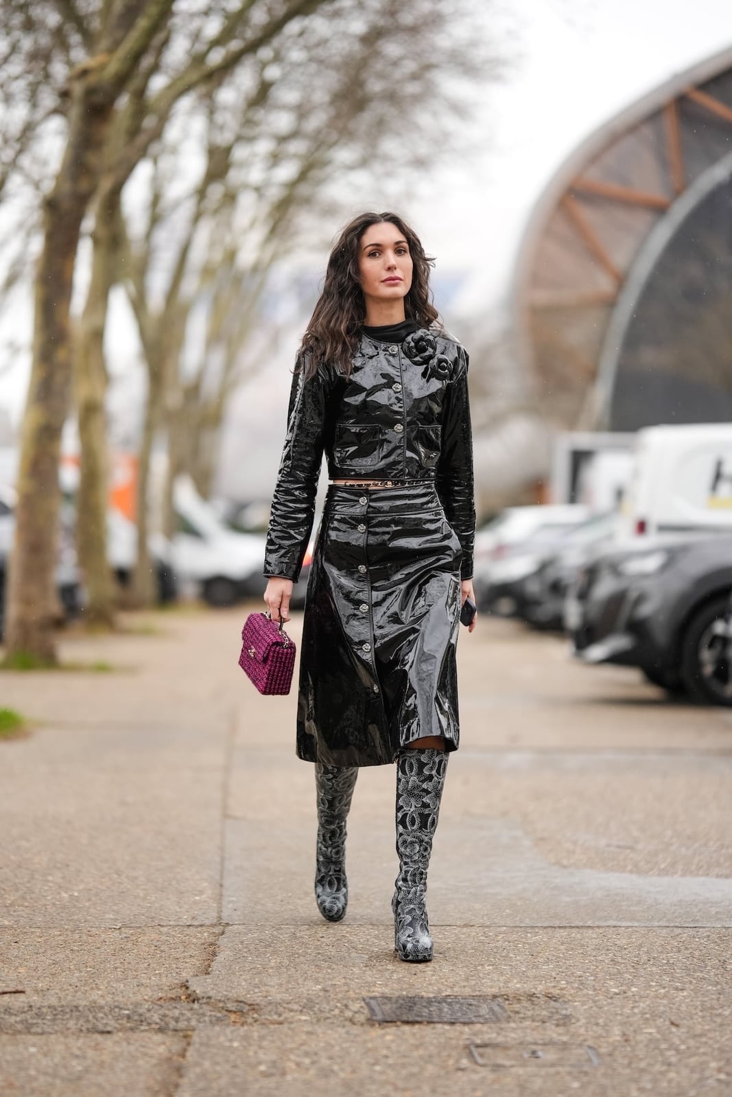 Patent leather set with patterned boots Patent leather set with patterned boots — Black Outfits