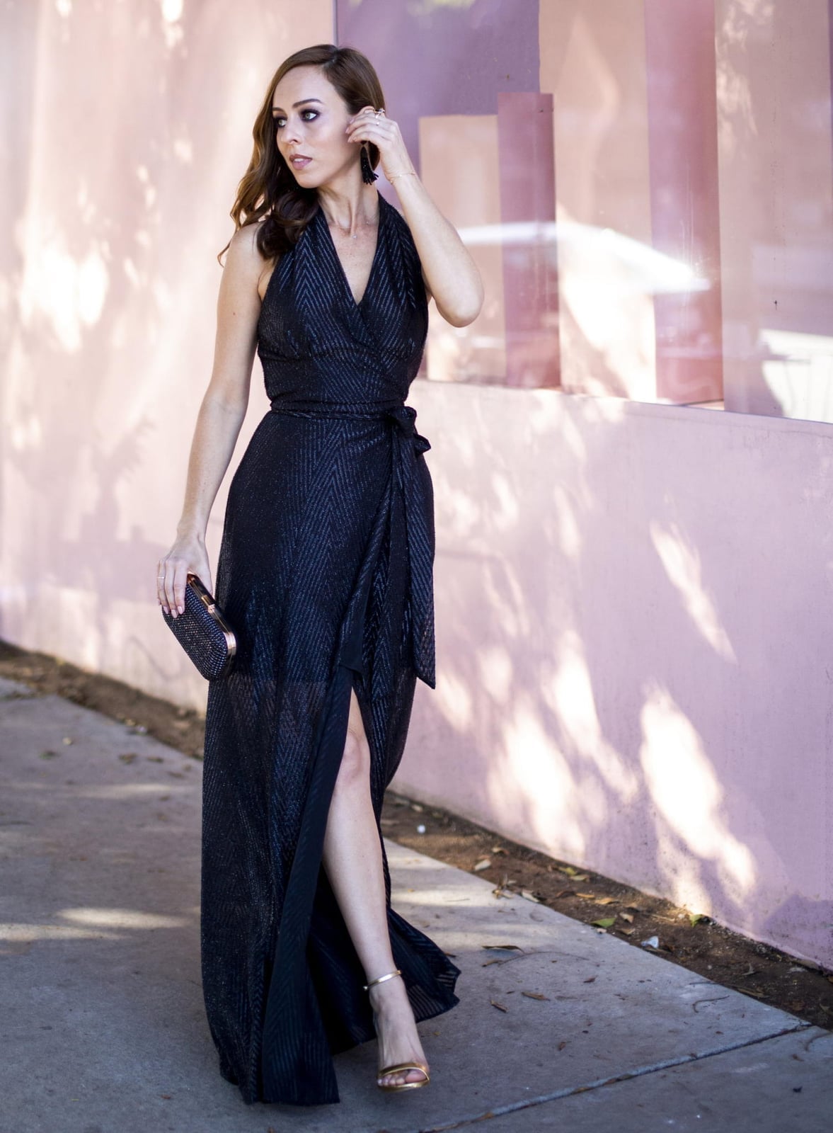 Sparkly Wrap Gown with High Slit — Black Tie Outfits