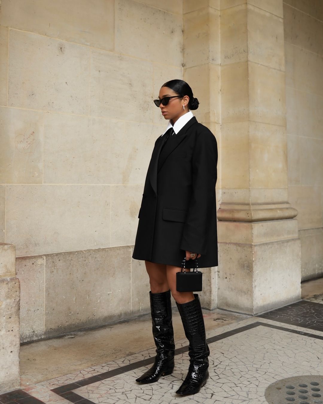 Oversized Blazer Styled as Mini Dress — Black Tie Outfits