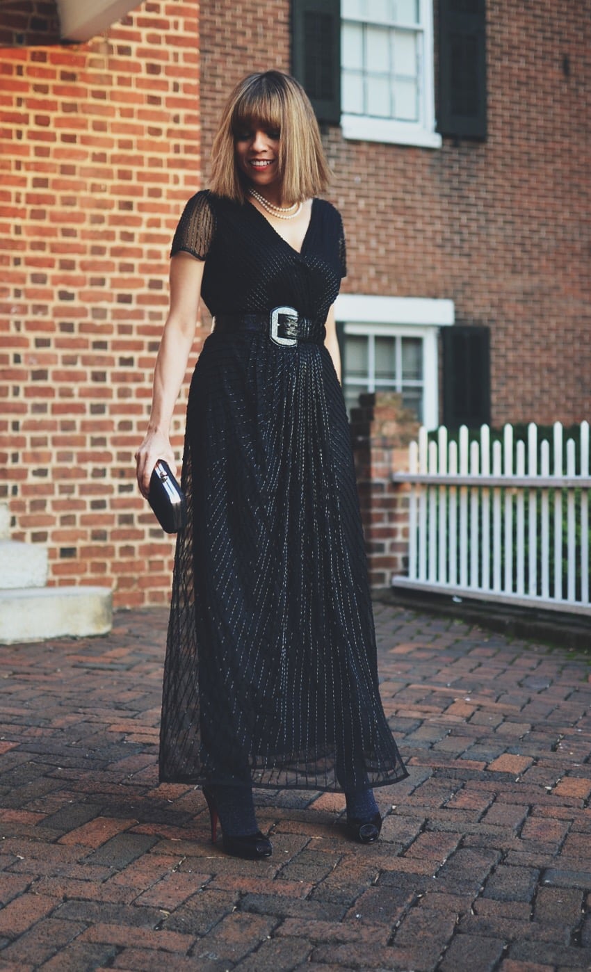 Sheer Overlay Dress with Metallic Sparkle — Black Tie Outfits