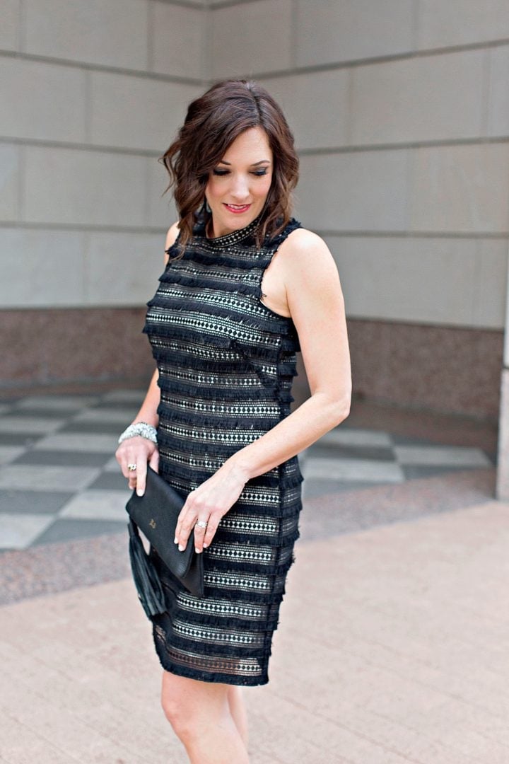 Fitted Lace Dress with Fringe Detail — Black Tie Outfits