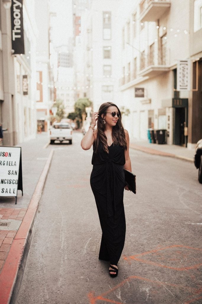 Jersey Maxi Dress with Knotted Bust — Black Tie Outfits