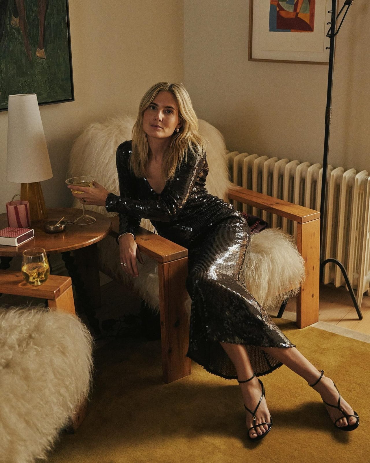 Long-Sleeved Sequin Column Dress, Close-Up Take — Black Tie Outfits