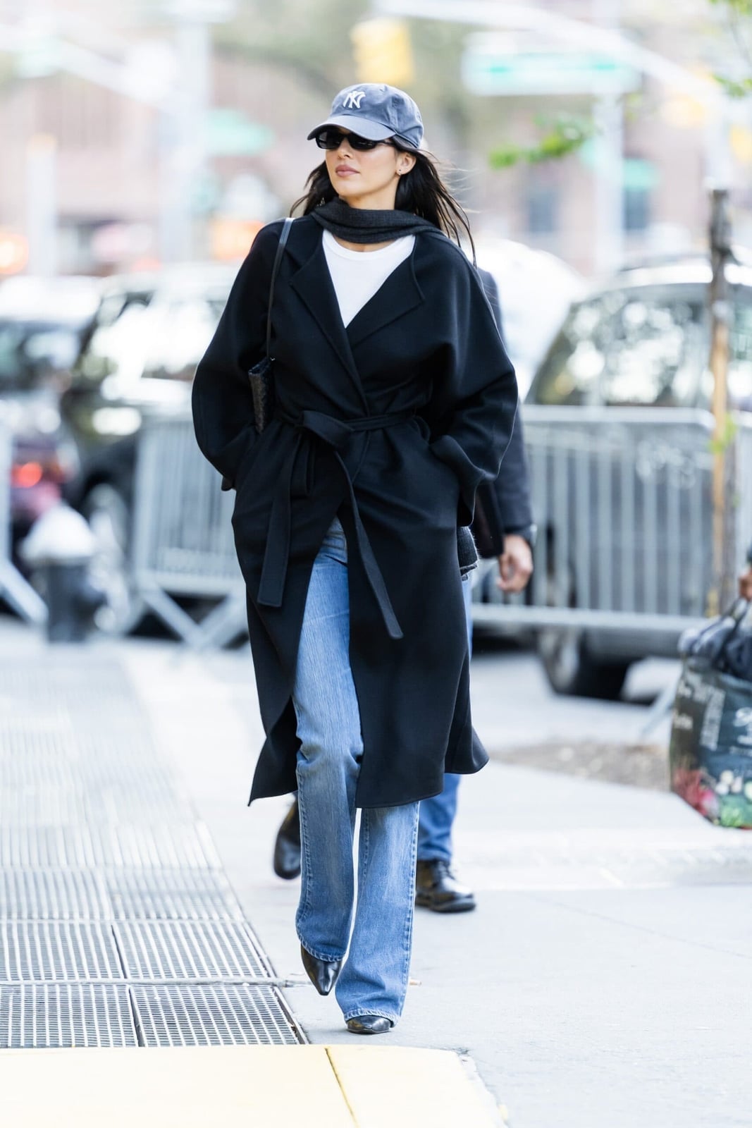 Oversized Black Wrap Coat Tied at the Waist — Black Trench Coat Outfit