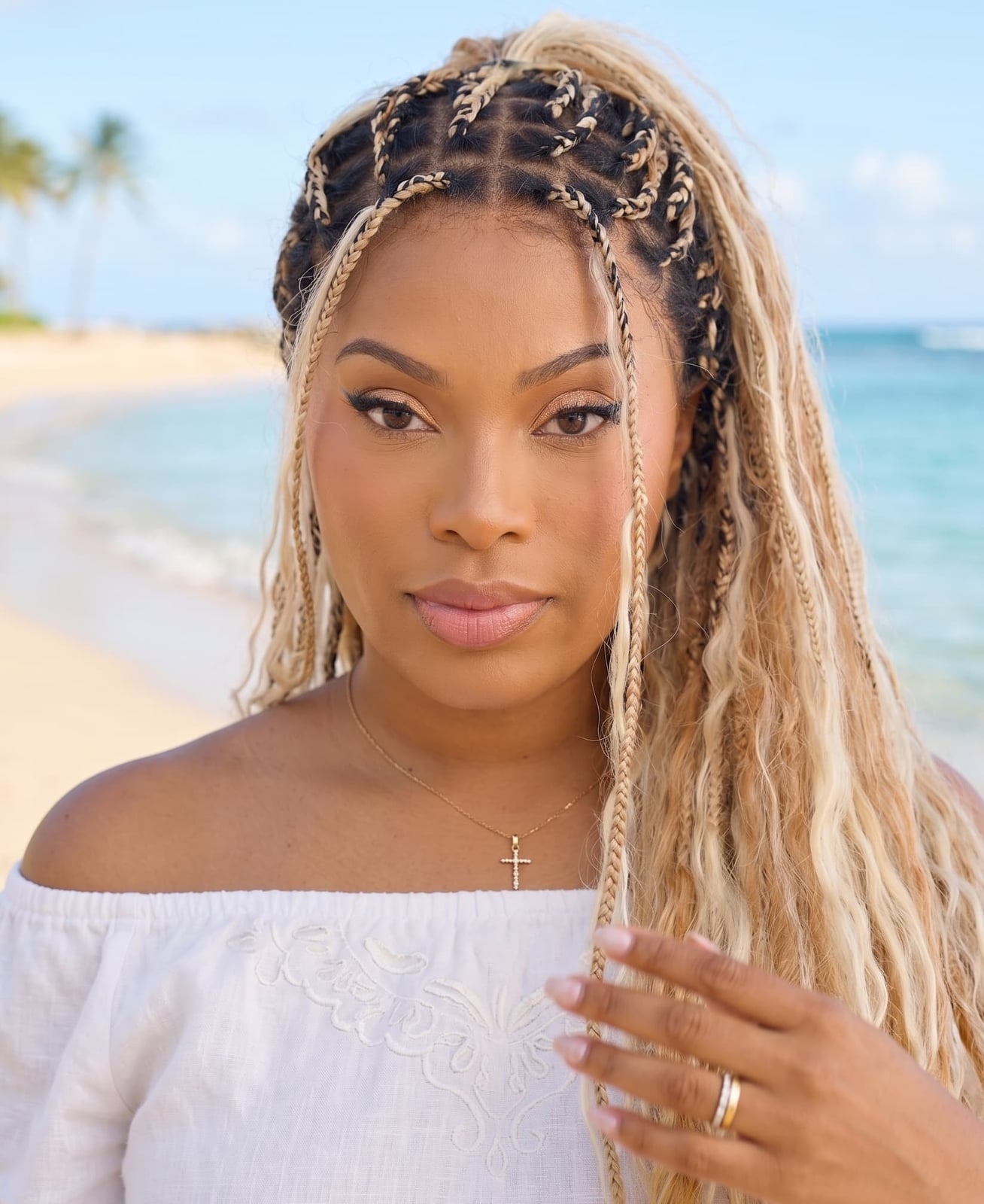 Mid-Back Braids Ponytail Honey Blonde Highlights — Blonde Braids