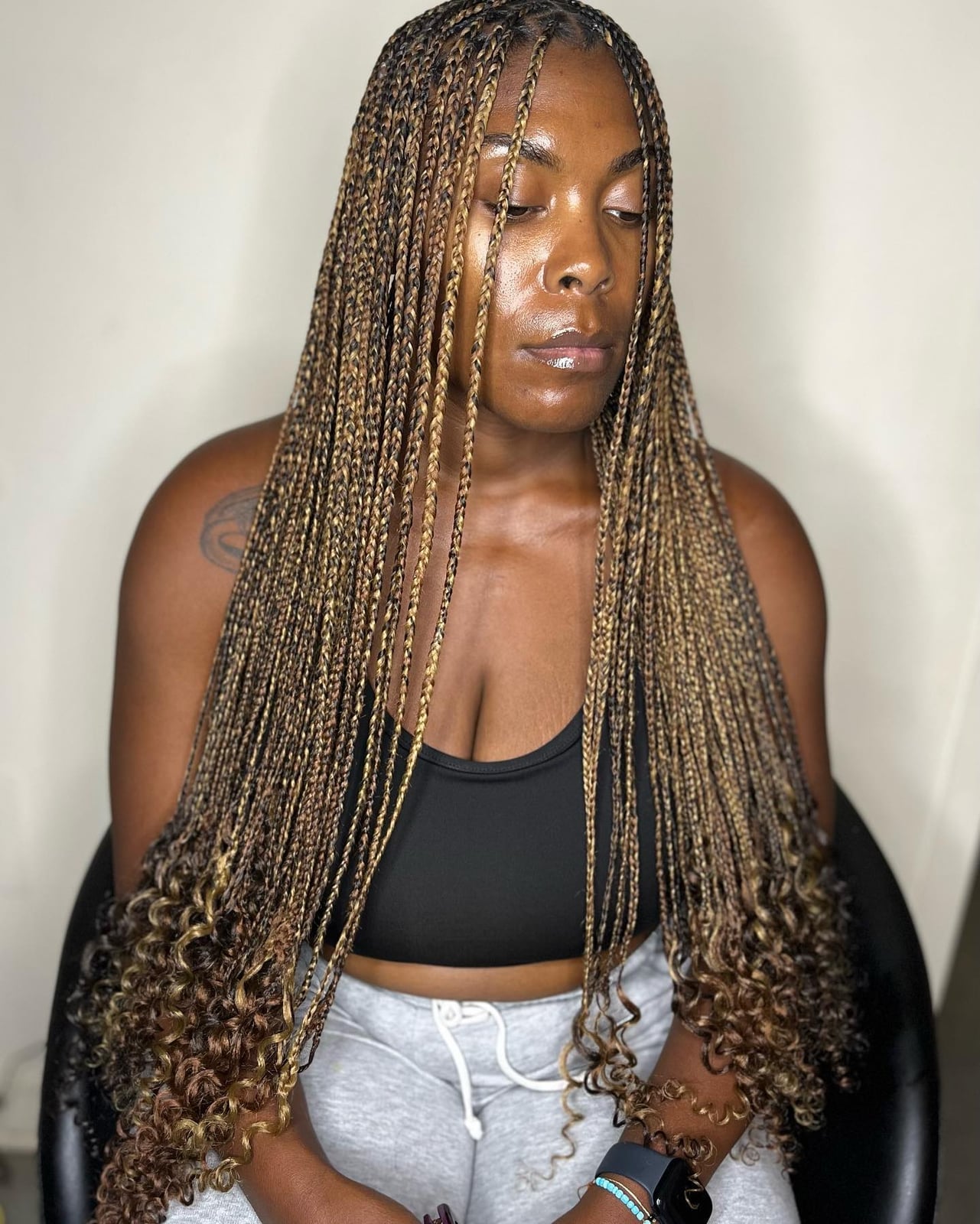 Mid-Back Golden Blonde Light Brown Box Braids — Blonde Braids