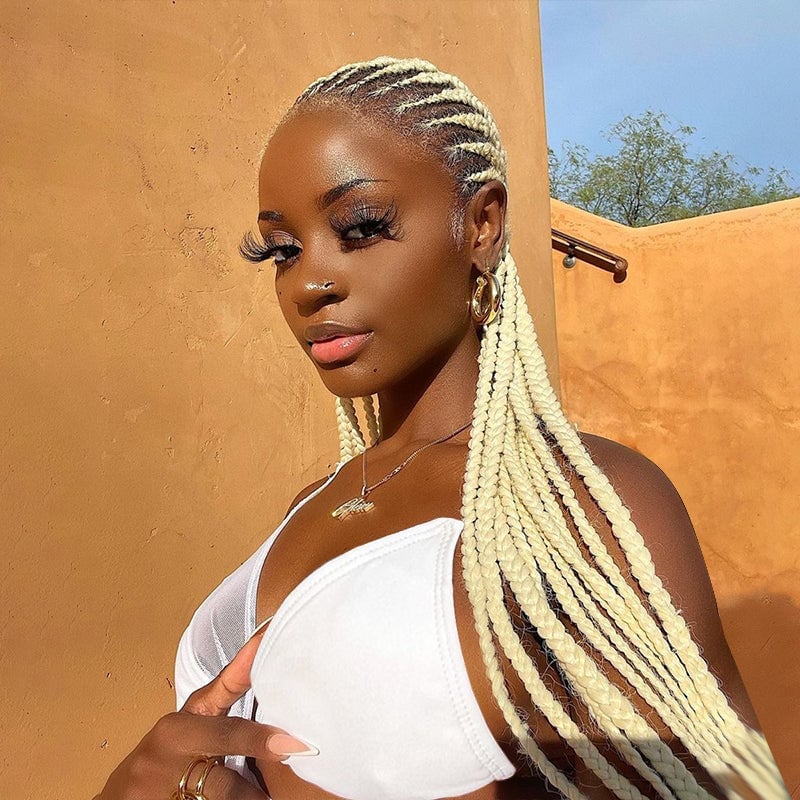 Mid-Back Platinum Blonde Fine Straight Box Braids — Blonde Braids